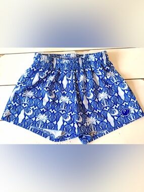 Lax So Hard Girls Shorts size large like 8-10Blu White Lacrosse sticks pattern